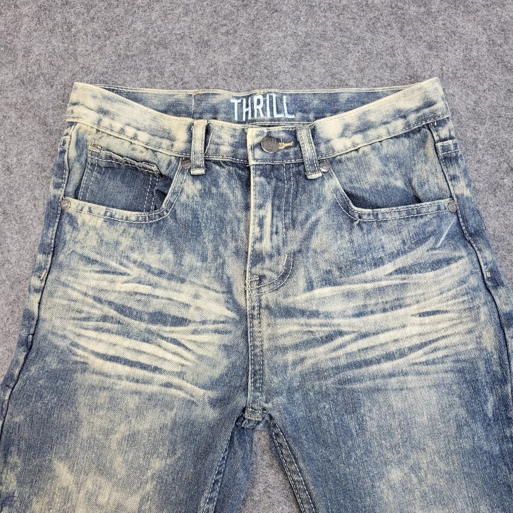 Thrill Jeans Womens 14 Blue Acid Wash Boho Streetwear Streetwear Punker Grunge - Picture 5 of 12